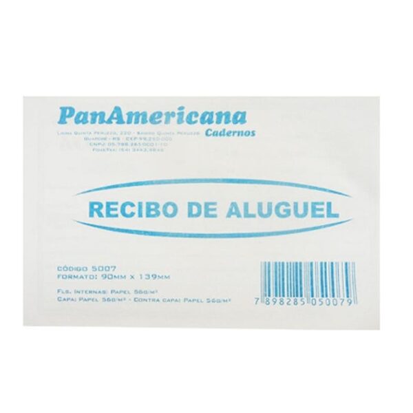 RECIBO ALUGUEL 50FLS 90X139MM PANAMERICANA 5007 UNI