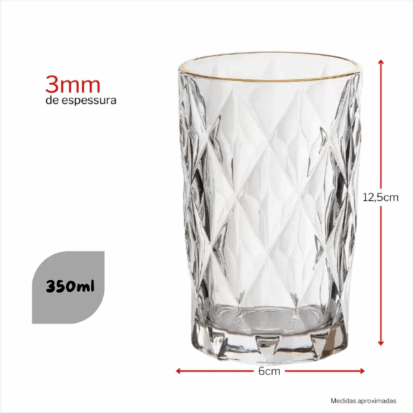 COPO BORDA FIO OURO 350ML VIDRO LYOR 8975 UNI - Imagem 3