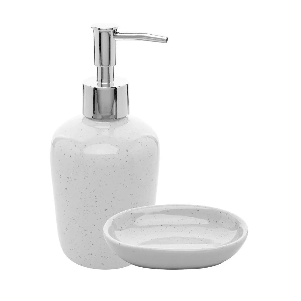 JOGO BANHEIRO 2PCS DOTS BRANCO CERAMICA WOLFF 20827