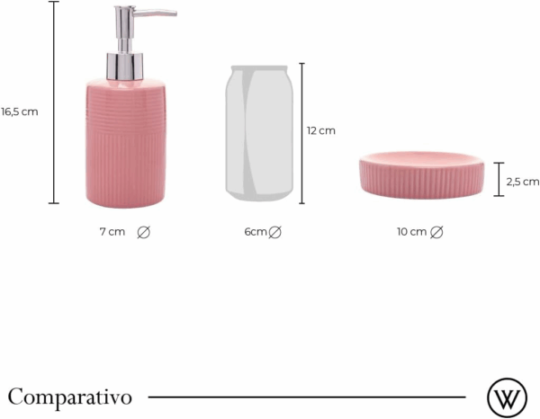 JOGO BANHEIRO 2PCS ESSENCIA ROSA CERAMICA WOLFF 20831 - Imagem 3