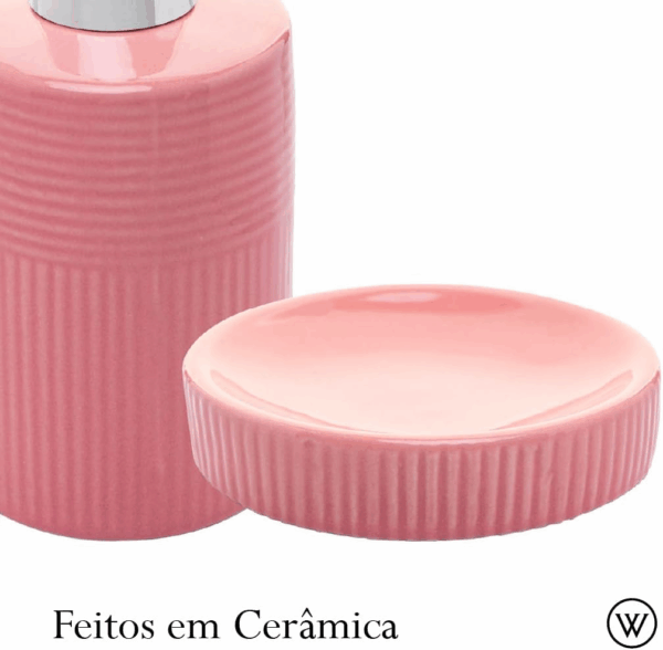 JOGO BANHEIRO 2PCS ESSENCIA ROSA CERAMICA WOLFF 20831 - Imagem 4