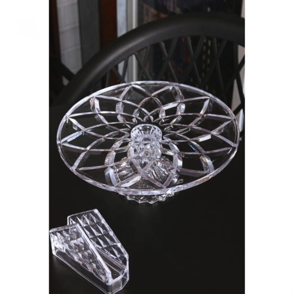 Prato Para Bolo Com Pé Diamond 31 x 13cm Vidro - Lyor - Imagem 3