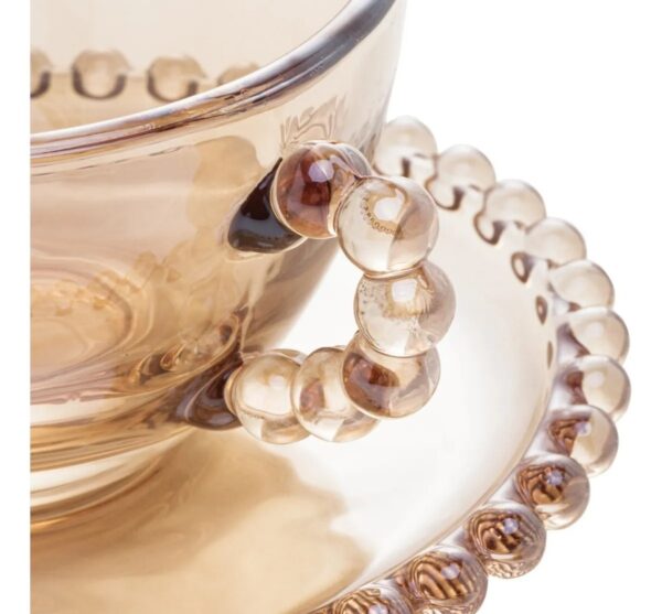 Conjunto 4 Xícaras de Chá de Cristal Âmbar com Pires Pearl 180ml - Wolff - Imagem 3