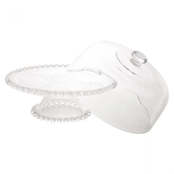 Prato para Bolo com Pé de Cristal e Tampa Pearl 31cm x 25cm - Wolff - Imagem 2