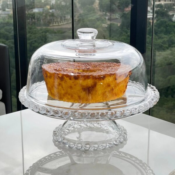 Prato para Bolo com Pé de Cristal e Tampa Pearl 31cm x 25cm - Wolff - Imagem 3