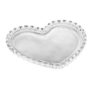 Prato para Sobremesa de Cristal Coração 18cm x 15,5cm x 2cm- Lyor