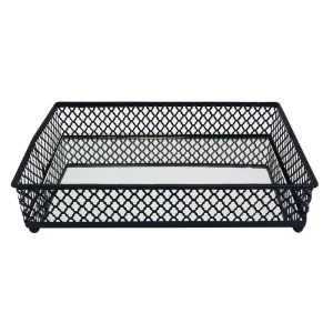 Bandeja de Metal com Espelho Barcelona Preta 21cm x 13cm x 5cm - Lyor