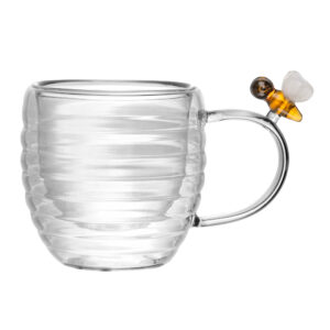 Conjunto 2 Xícaras de Café Parede Dupla de Vidro Borossilicato Lovely Bee 80ml - Lyor