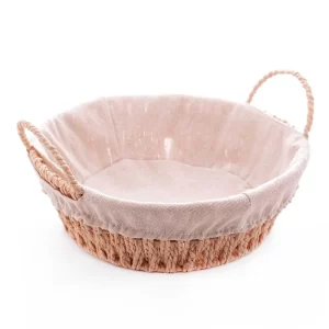Cesta Redonda de Papel com Forro em Tecido com Alça 27cm x 24cm x 12cm - Wolff