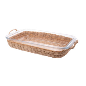 Refratário de Vidro Borossilicato com Suporte em Fibra Natural e Alça 34,5cm