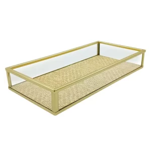 Bandeja Decorativa Toscana 20cm x 10cm x 3cm Dourada Metal - Wolff