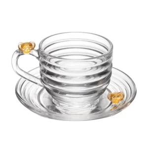 Xícara de Chá com pires Little Bee 200ml de Cristal Ecológico - Lyor