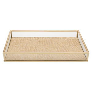 Bandeja Decorativa Toscana 30cm x 20cm x 3cm Dourada Metal - Wolff