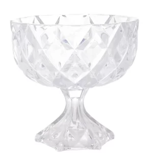 Centro de Mesa Decorativo de Cristal com Pé Deli Diamond 24,5cm x 24cm - Lyor