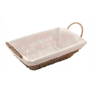 Cesta Retangular de Sisal com Forro em Tecido e Alça 35cm x 20cm x 12,5cm - Wolff