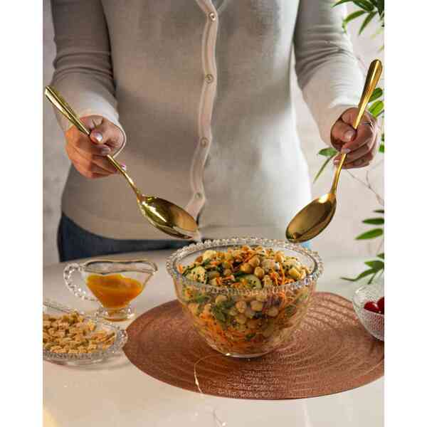 Conjunto 2 Peças para Salada de Aço Inox Positano Dourada 27cm - Lyor - Imagem 3