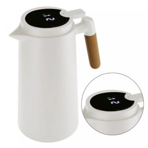 Garrafa Térmica de Plástico com Cabo de Madeira e Termômetro Tap Branca 1L - Lyor