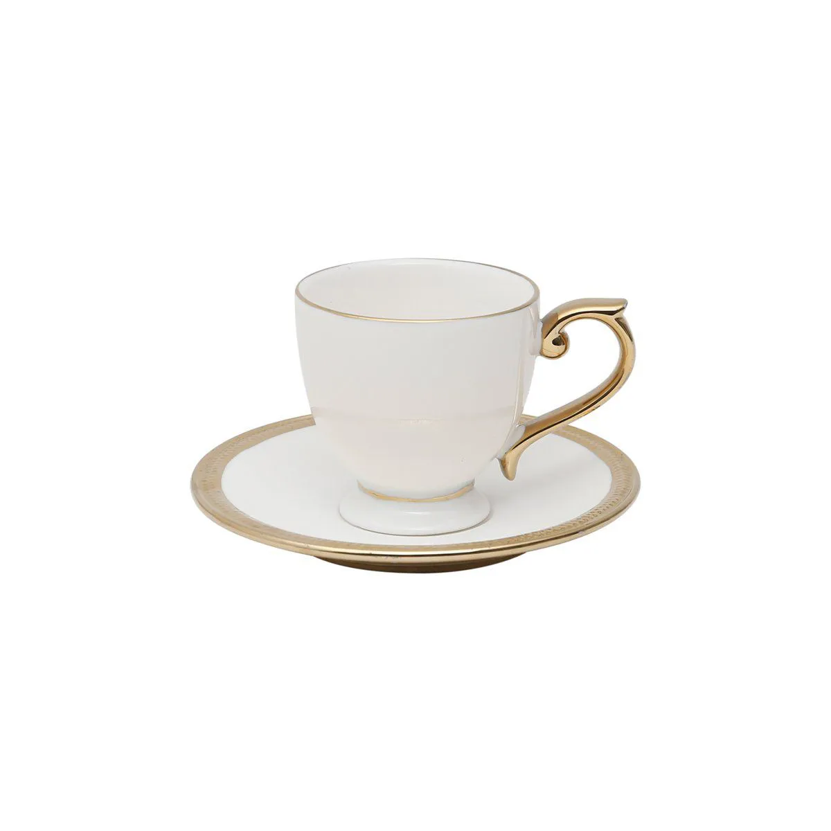 Conjunto 6 Xícaras de Café de Porcelana com Pires Paddy Branco 90ml - Wolff