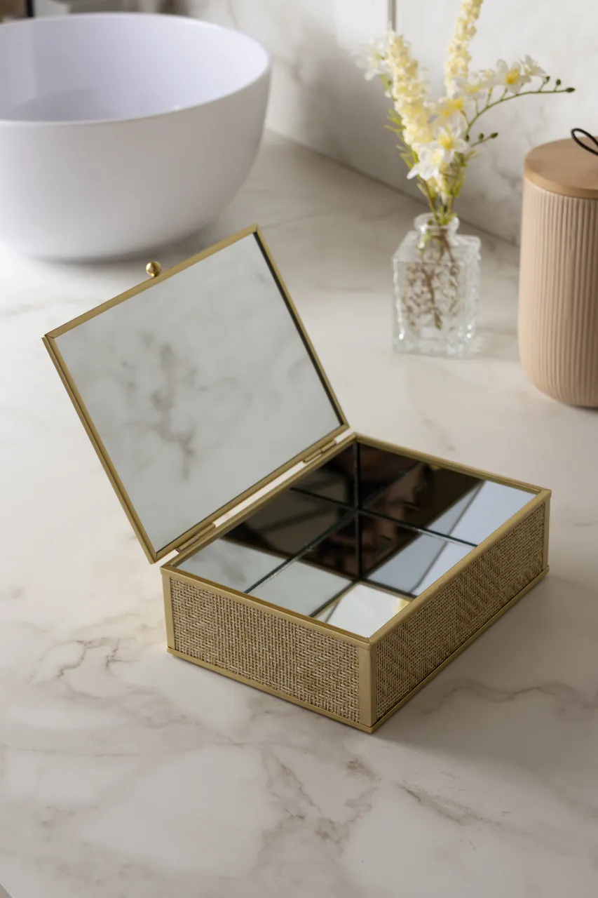 Porta-Joias Toscana 18cm x 14cm x 5,5cm Dourado Metal - Wolff - Imagem 3