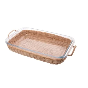 Refratário de Vidro Borossilicato com Suporte em Fibra Natural e Alça 39,5cm