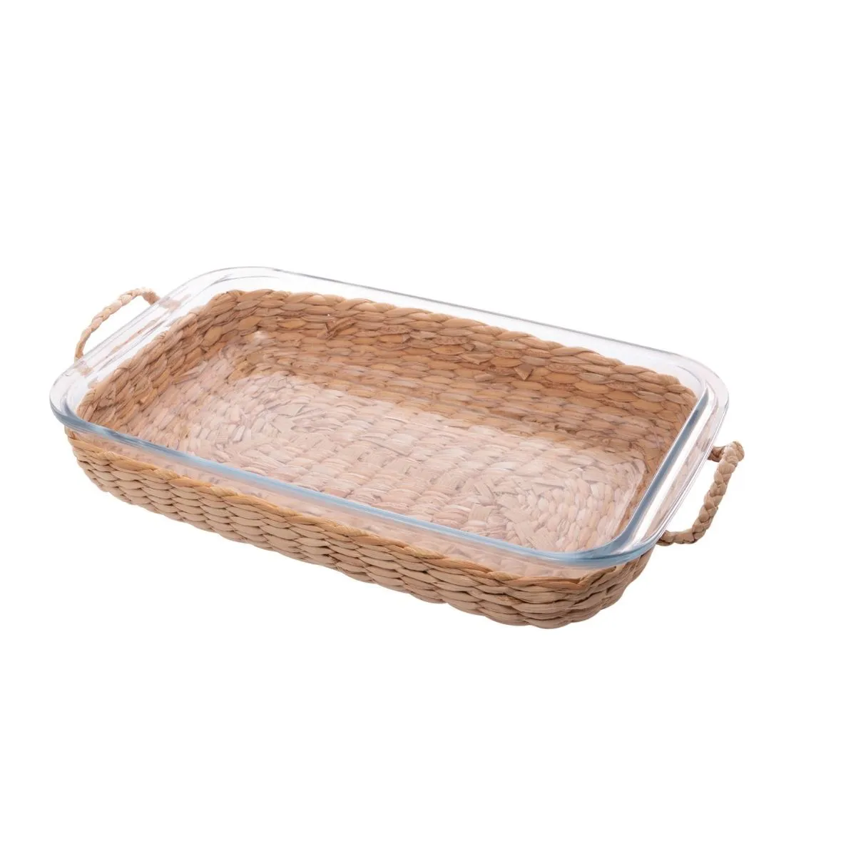 Refratário de Vidro Borossilicato com Suporte em Fibra Natural e Alça 39,5cm