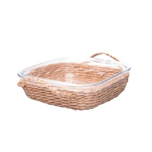 Refratário de Vidro Borossilicato com Suporte em Fibra Natural e Alça 21,5cm