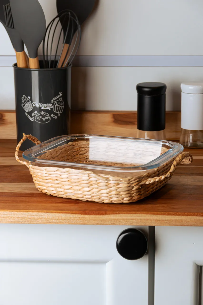 Refratário de Vidro Borossilicato com Suporte em Fibra Natural e Alça 39,5cm - Imagem 7