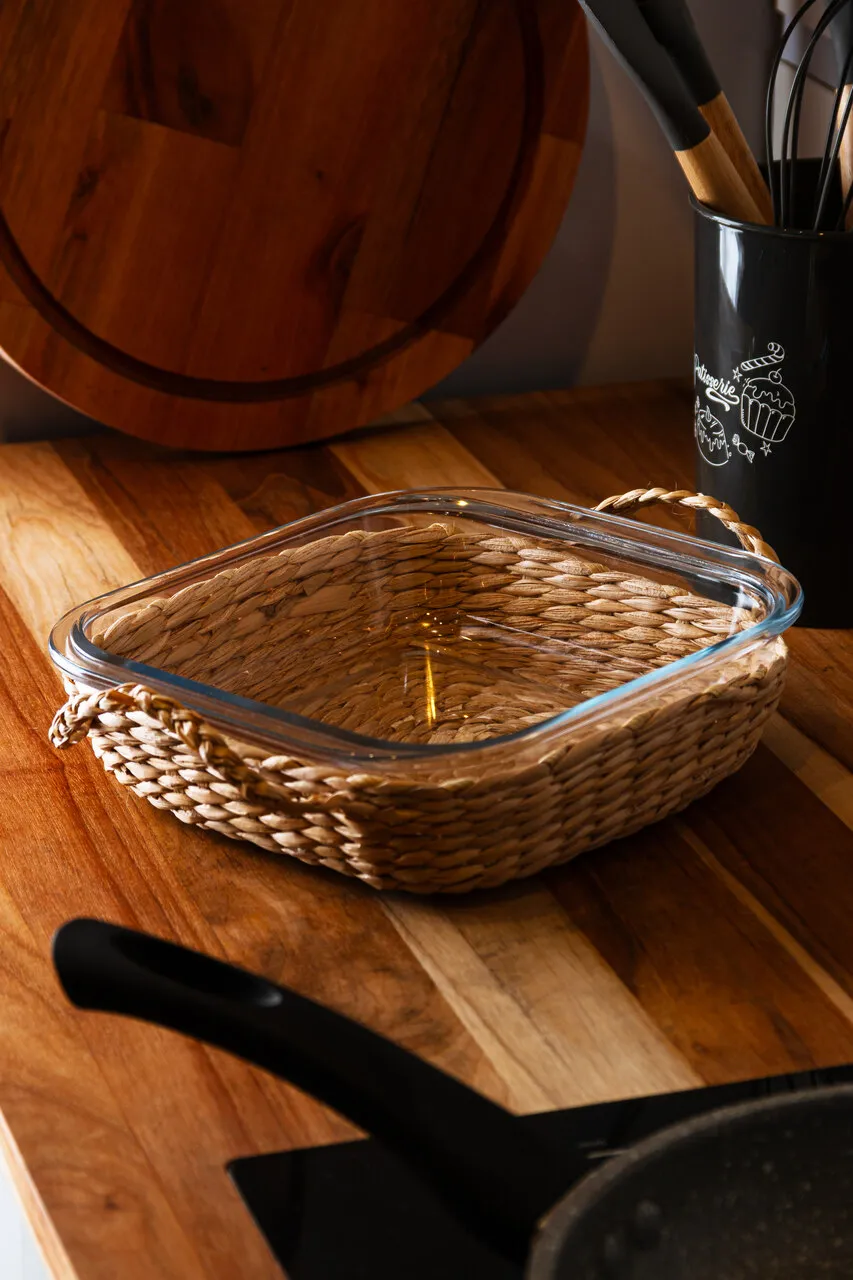 Refratário de Vidro Borossilicato com Suporte em Fibra Natural e Alça 39,5cm - Imagem 6