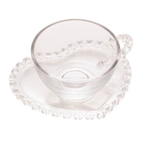 Xícara de Chá de Cristal com Pires Coração 170ml - Lyor