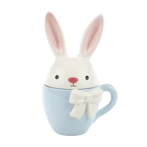 Caneca em Cerâmica G com Tampa Branco / Azul / Rosa 200ml