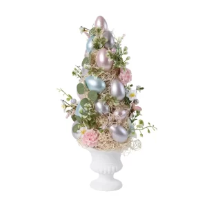Toparia/ Enfeite Vaso Decorado Ovos e Flores