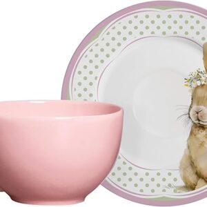 Xícara de Chá 250ml Rosa Suave C/Pires Coelha Agnes - Alleanza